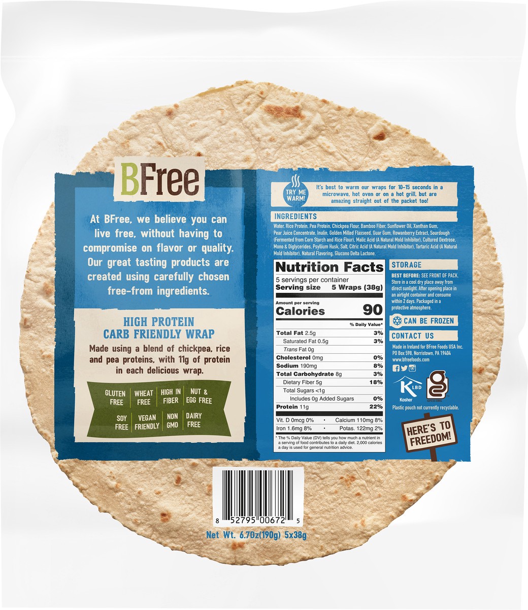 slide 4 of 7, BFree High Protein Carb Friendly Wraps, 6.7 oz, 6.7 oz