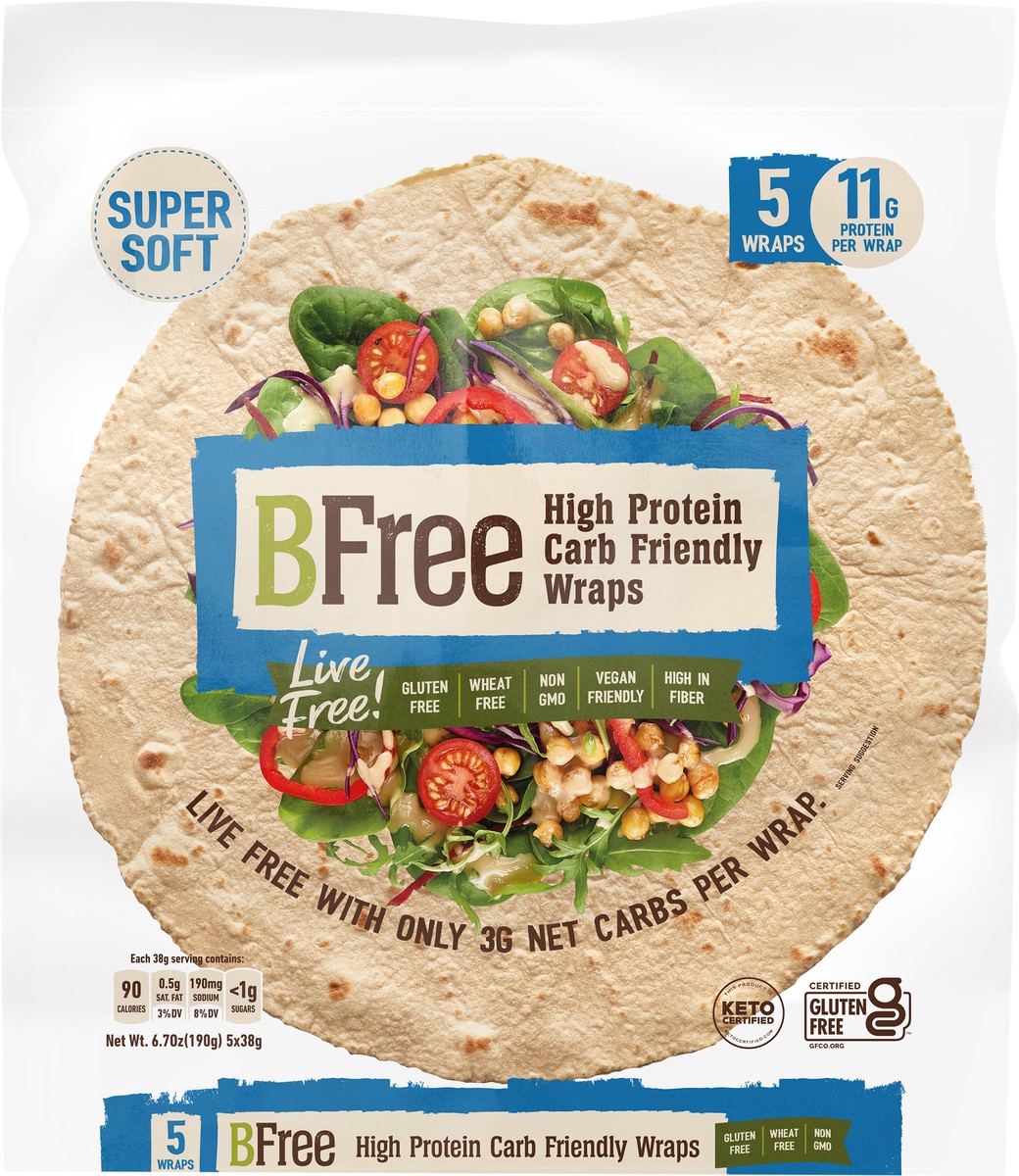 slide 1 of 7, BFree High Protein Carb Friendly Wraps, 6.7 oz, 6.7 oz