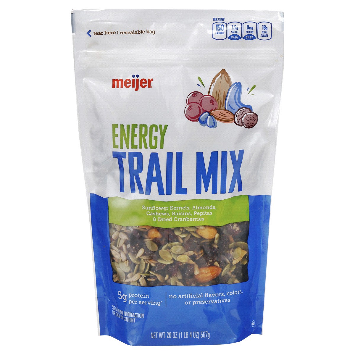 slide 1 of 5, Meijer Energy Trail Mix, 20 oz