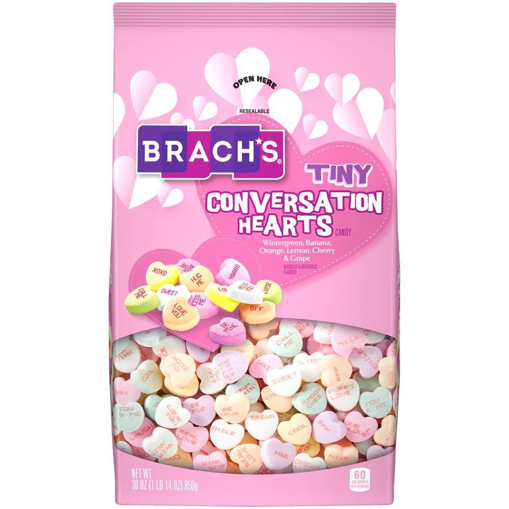 slide 1 of 3, Brach's Valentine's Day Tiny Conversation Hearts, 30 oz