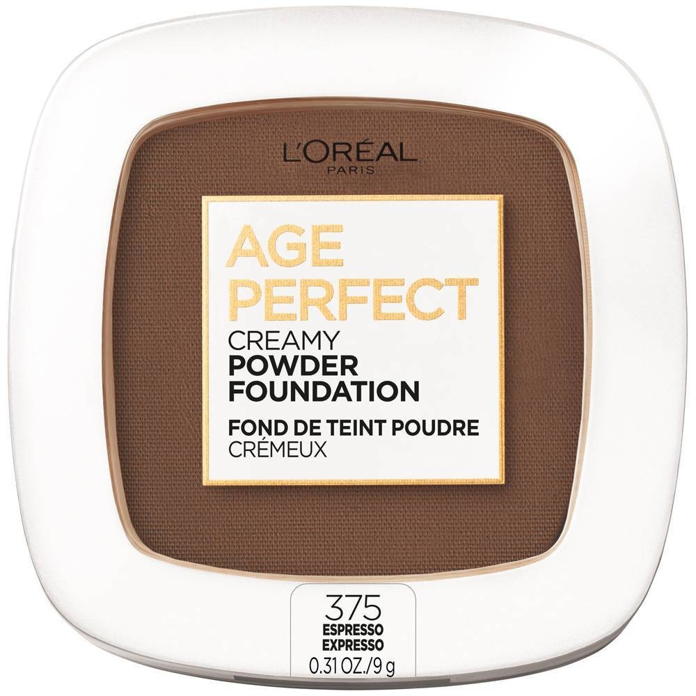 slide 1 of 4, L'Oreal Paris Age Perfect Creamy Pressed Powder Foundation with Minerals - 375 Espresso - 0.31oz, 1 ct