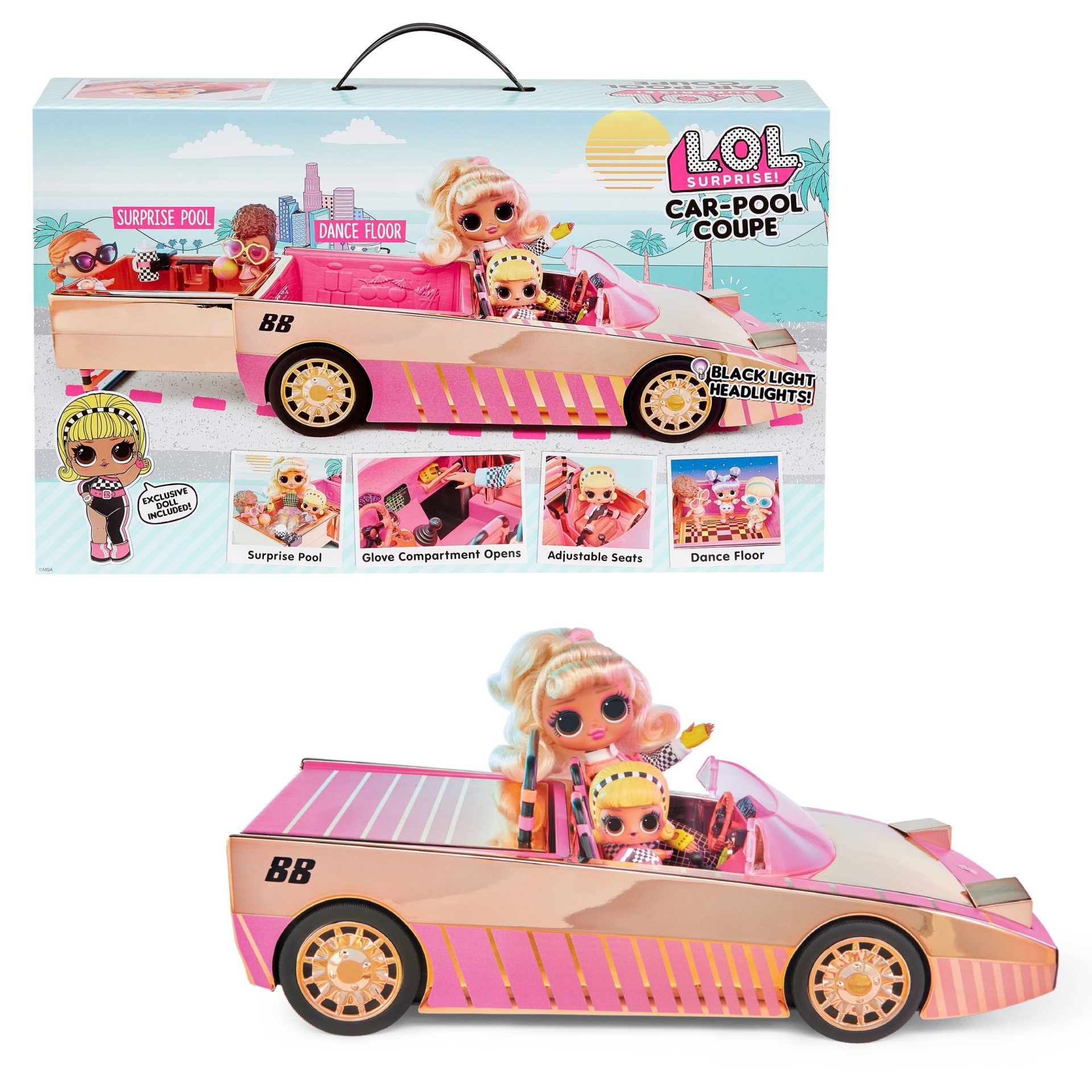 slide 1 of 7, L.O.L. Surprise! Car Pool Coupe with Exclusive Doll, Surprise Pool and Dance Floor, 1 ct
