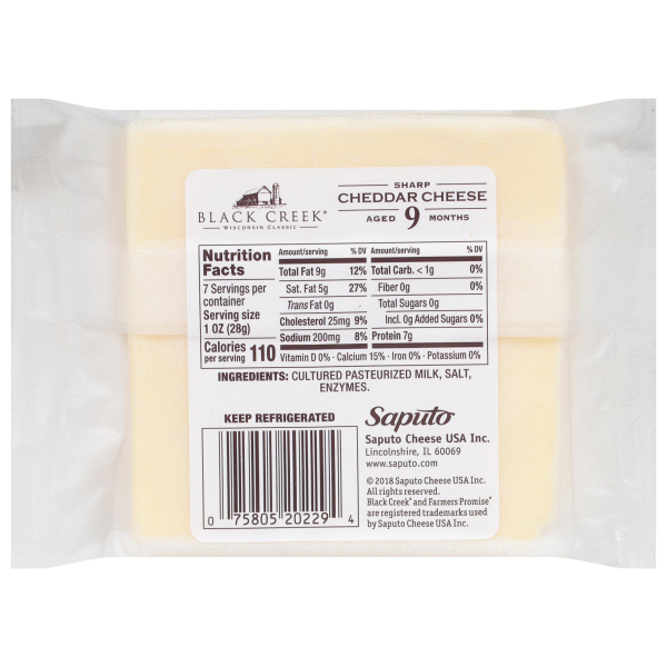 slide 3 of 5, Black Creek 9-Month Sharp White Cheddar Cheese, 7 oz, 7 oz