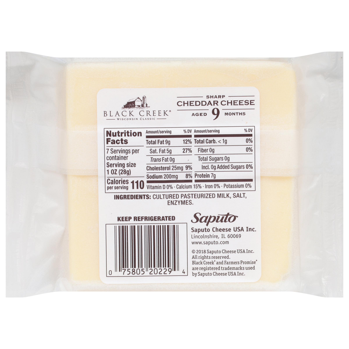 slide 5 of 5, Black Creek 9-Month Sharp White Cheddar Cheese, 7 oz, 7 oz