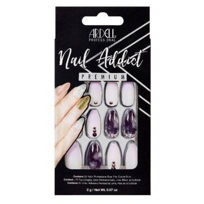 slide 1 of 4, Ardell Nail Addict False Nails Marble Purple Ombre, 24 ct