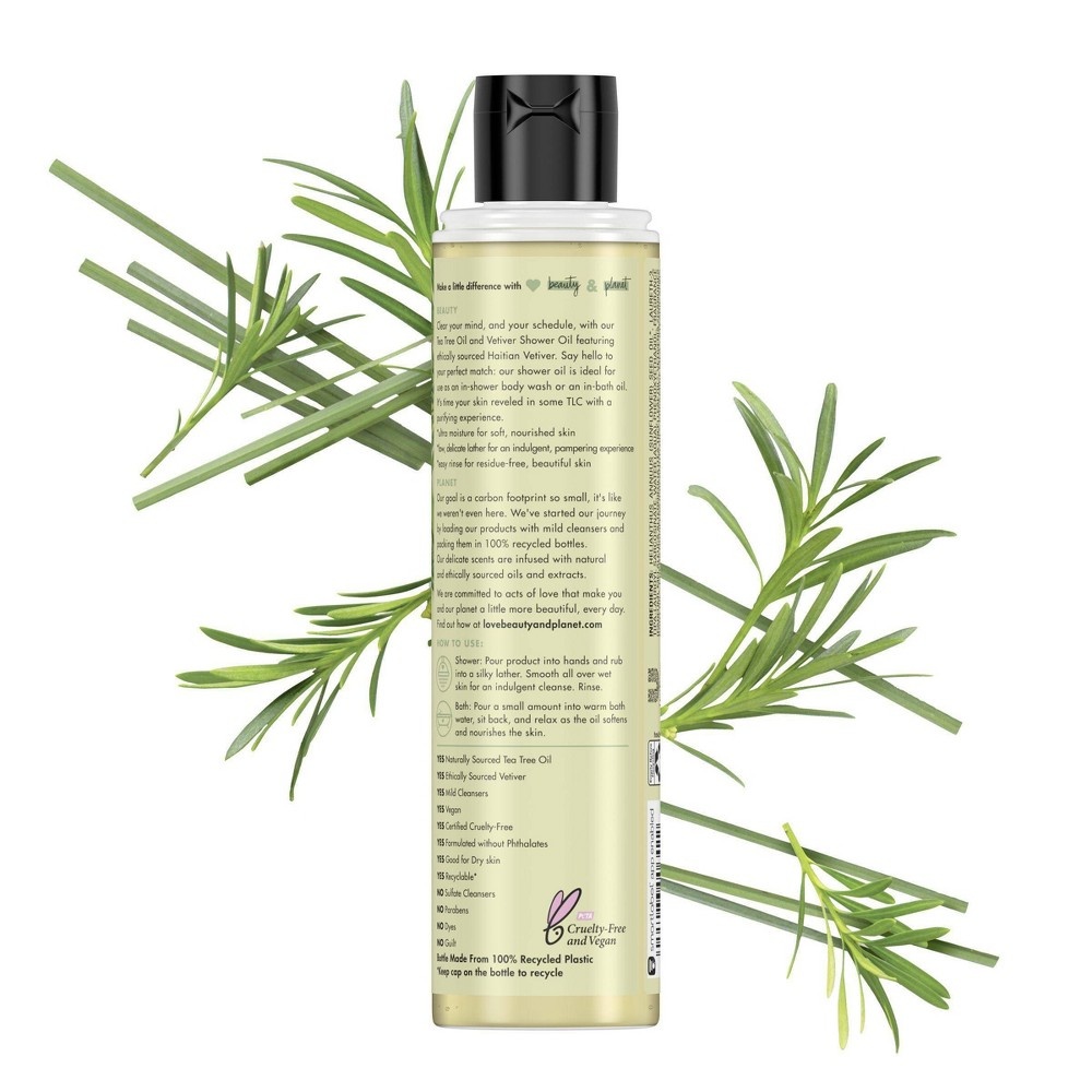 slide 5 of 8, Love Beauty and Planet LBP Tea Tree Oil &; Vetiver Shower Oil Body Wash, 6.7 oz