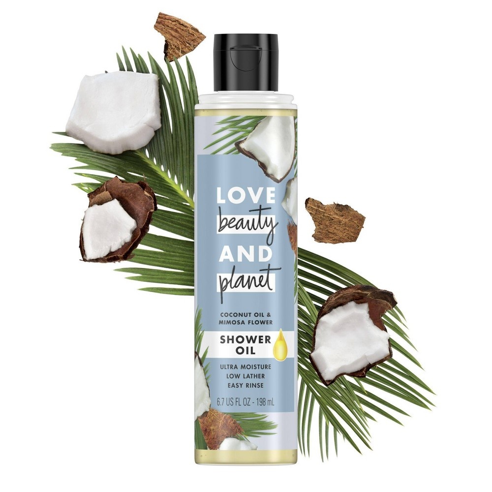 slide 5 of 8, Love Beauty and Planet LBP Coconut Oil & Mimosa Flower Shower Oil Body Wash, 6.7 oz