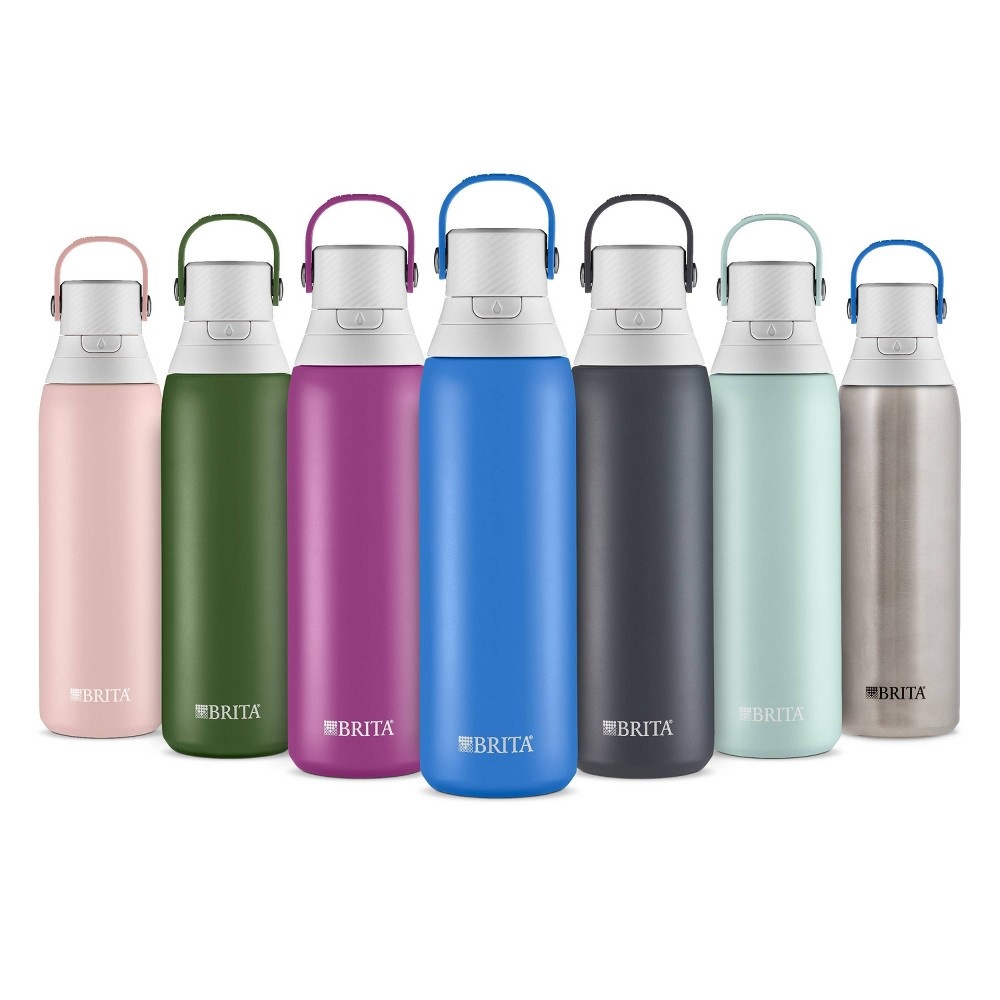slide 2 of 9, Brita 20oz Premium Double-Wall Stainless Steel Insulated Filtered Water Bottle - Dark Gray, 1 ct
