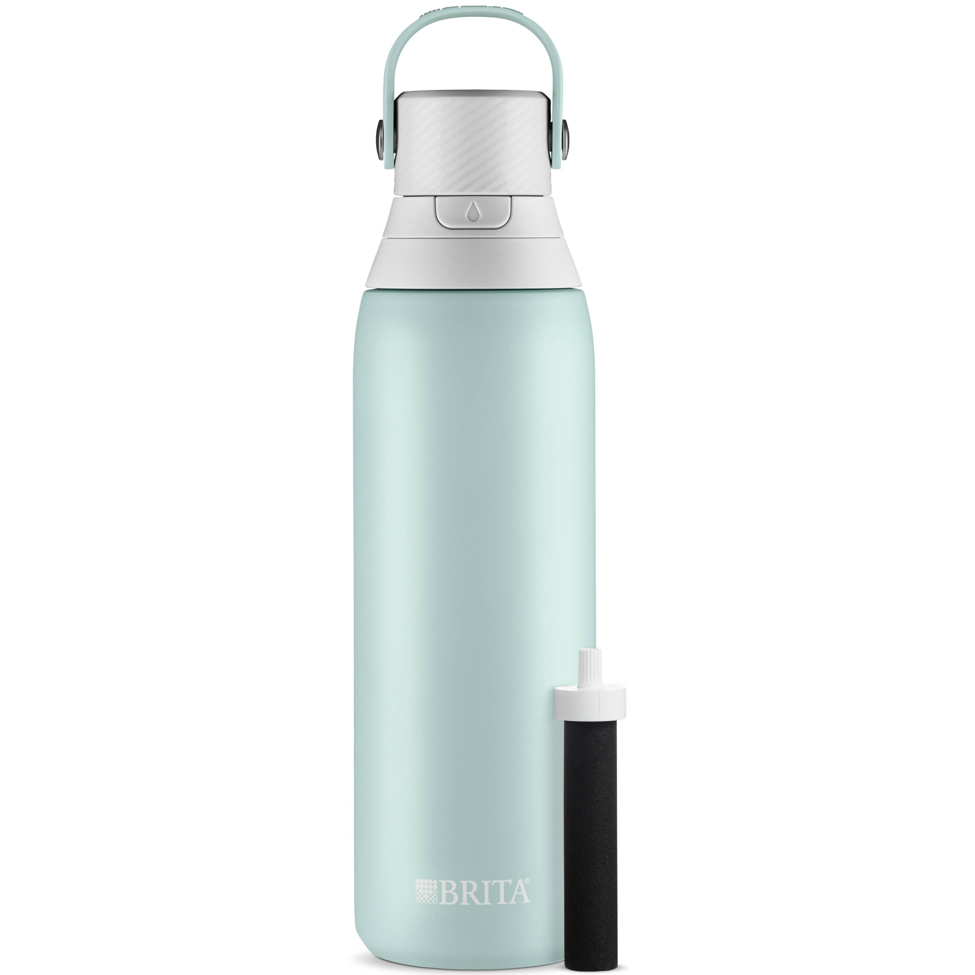 slide 1 of 7, Brita 20oz Premium Double Wall Stainless Steel Insulated Filtered Water Bottle - Light Blue, 1 ct