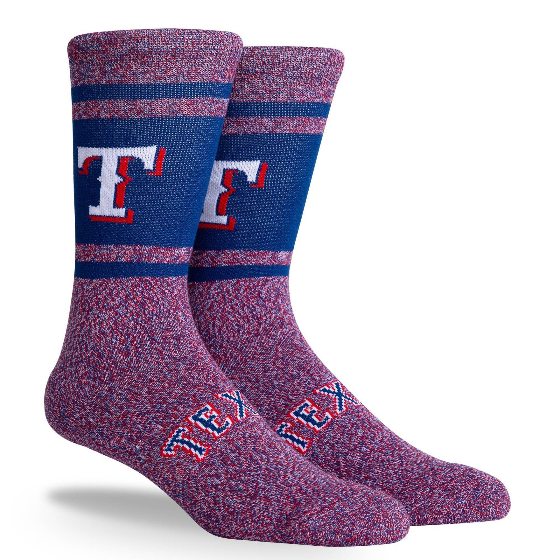 slide 1 of 3, MLB Texas Rangers Varsity Crew Socks, 1 ct