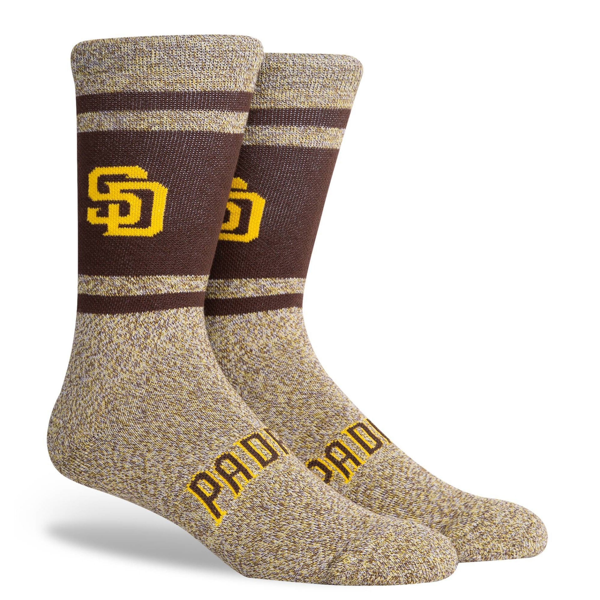 slide 1 of 3, MLB San Diego Padres Varsity Crew Socks, 1 ct