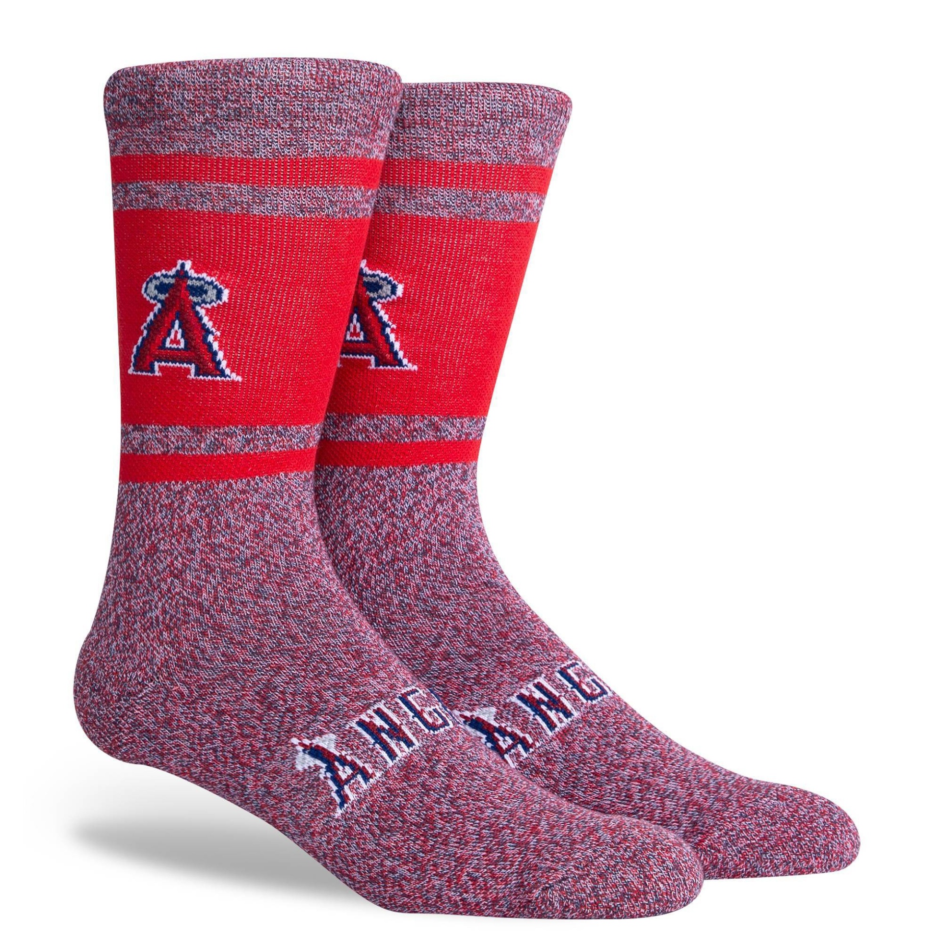 slide 1 of 3, MLB Los Angeles Angels Varsity Crew Socks, 1 ct