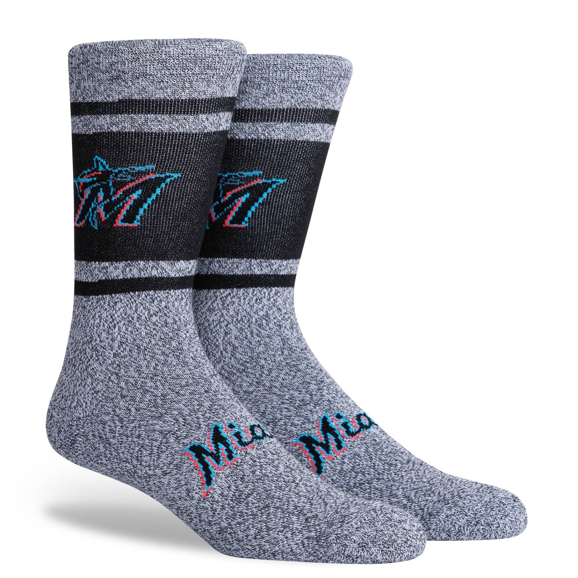 slide 1 of 3, MLB Miami Marlins Varsity Crew Socks, 1 ct