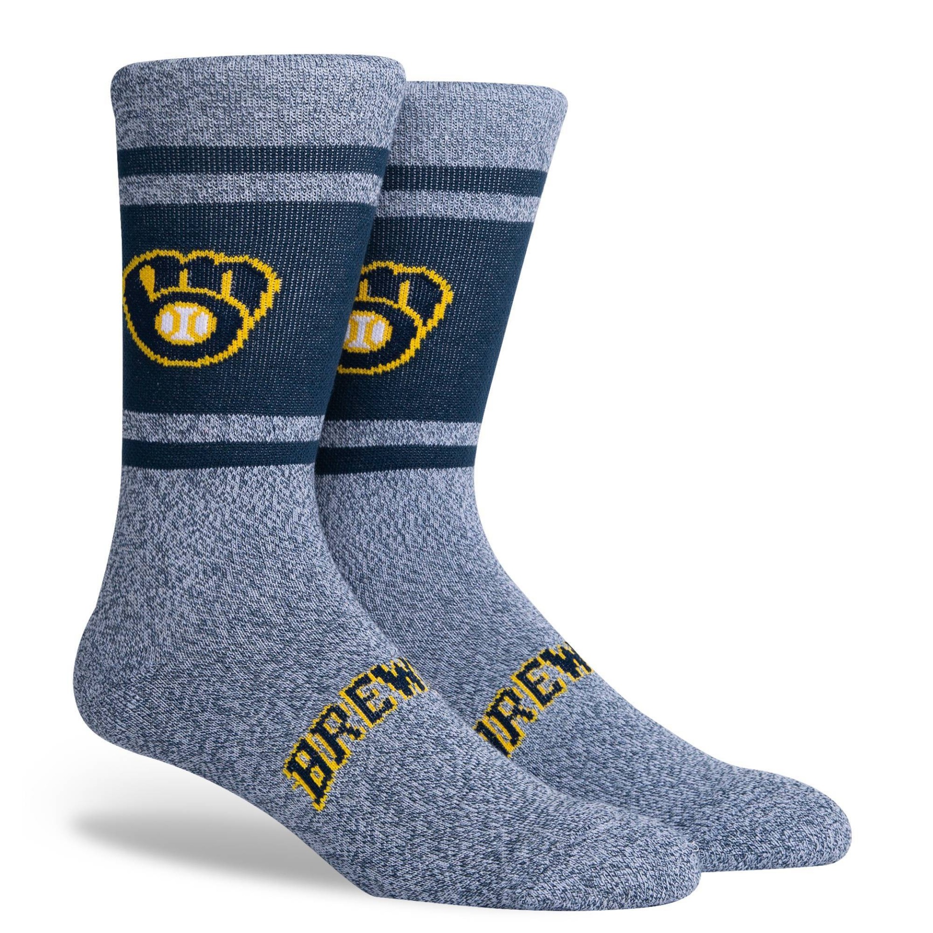 slide 1 of 3, MLB Milwaukee Brewers Varsity Crew Socks, 1 ct