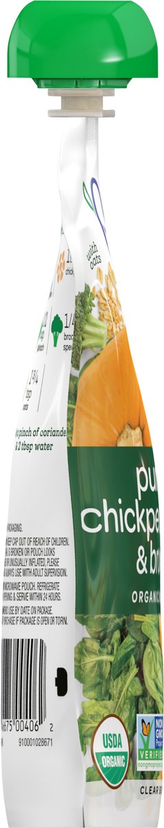 slide 6 of 7, Plum Organics Stage 2 Organic Baby Food - Pumpkin, Chickpea, Spinach & Broccoli with Oats - 3.5 oz Pouch, 3.5 oz