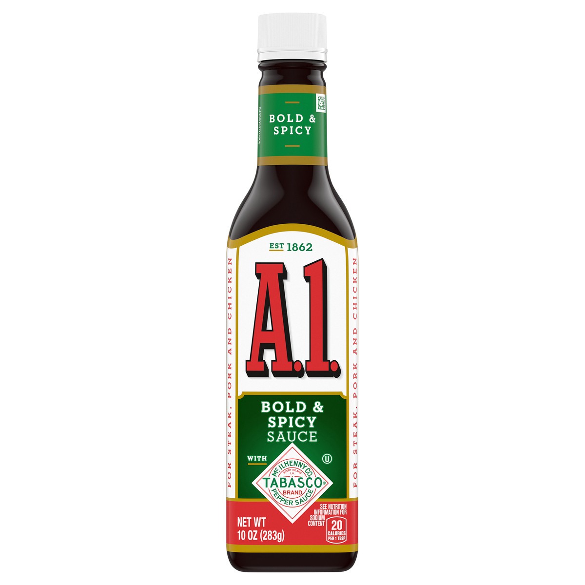 slide 1 of 5, A.1. Bold & Spicy Sauce with Tabasco, 10 oz. Bottle, 10 oz