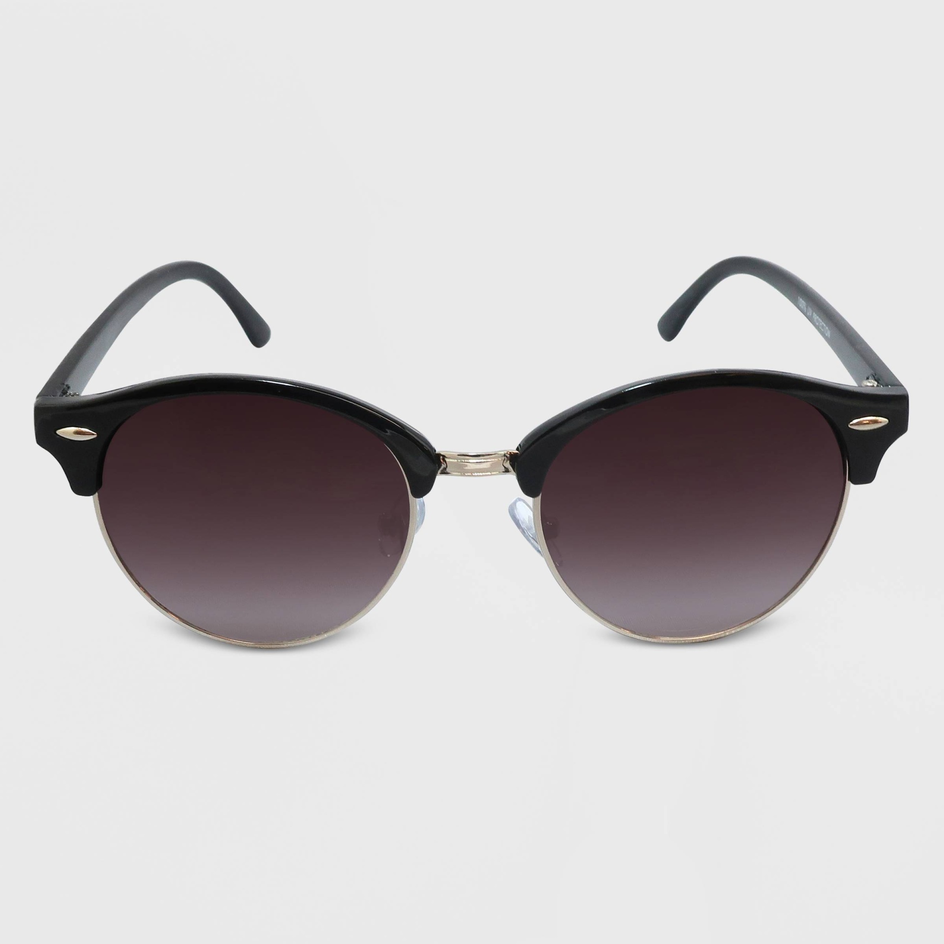 slide 1 of 2, Women's Round Plastic Metal Combo Sunglasses - A New Day Black, 1 ct