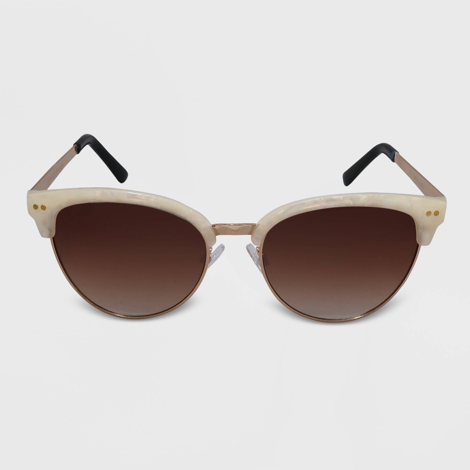 slide 1 of 2, Women's Cat Eye Plastic Metal Combo Sunglasses - A New Day Off White, 1 ct