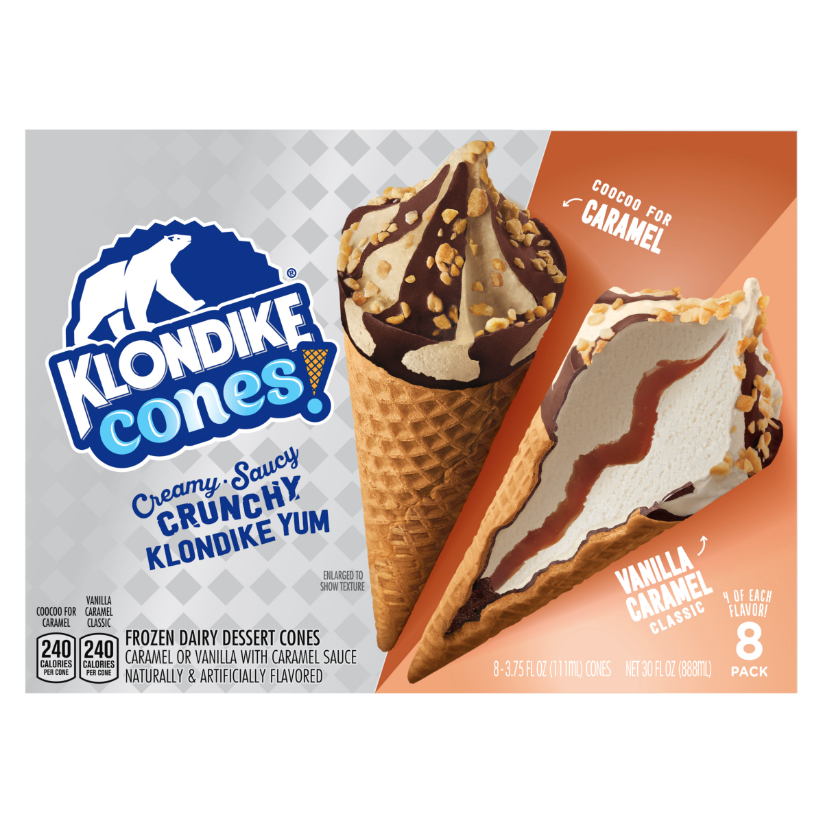 slide 5 of 29, Klondike Coocoo for Caramel & Vanilla Caramel Frozen Dairy Dessert Cone, 8 ct
