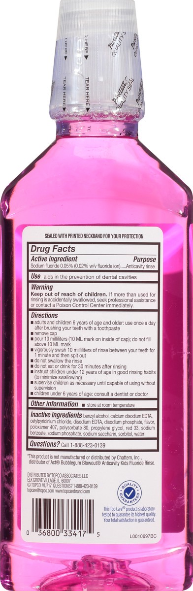 slide 9 of 14, TopCare Everyday Kids Bubble Gum Flavor Anticavity Fluoride Rinse 18 oz, 18 oz