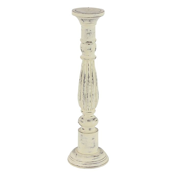 slide 3 of 7, Ridge Road Decor Wood Baluster Candle Holder Set - White, 3 ct