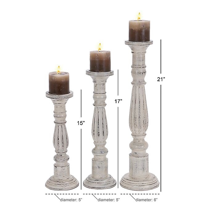 slide 6 of 7, Ridge Road Decor Wood Baluster Candle Holder Set - White, 3 ct