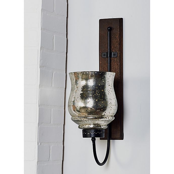 slide 2 of 4, Ridge Road Decor Ridge Road Dcor Pitted Glass/Wood Candle Sconce - Silver, 1 ct