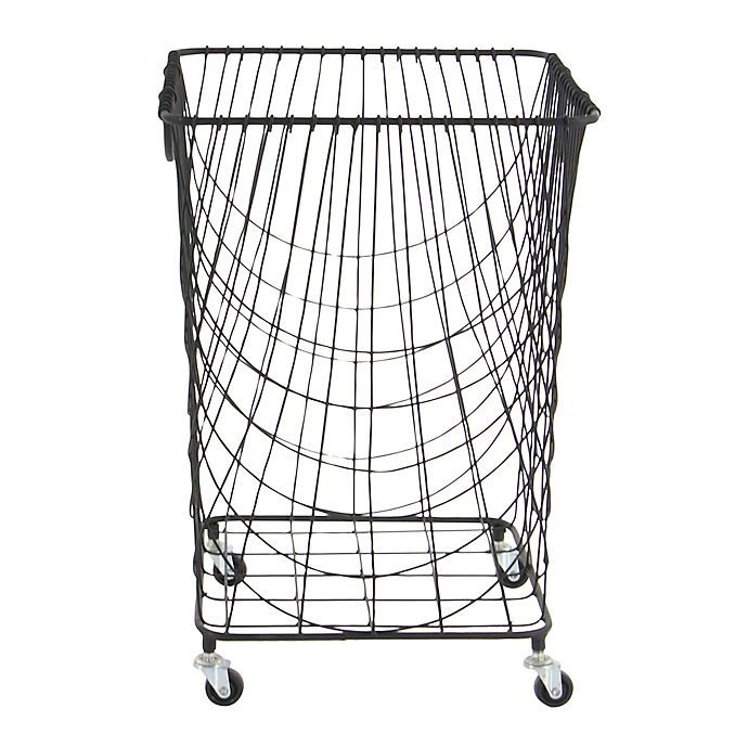 slide 2 of 4, Ridge Road Decor Square Iron Wire Rolling Basket - Black, 1 ct