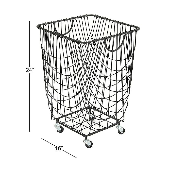 slide 3 of 4, Ridge Road Decor Square Iron Wire Rolling Basket - Black, 1 ct