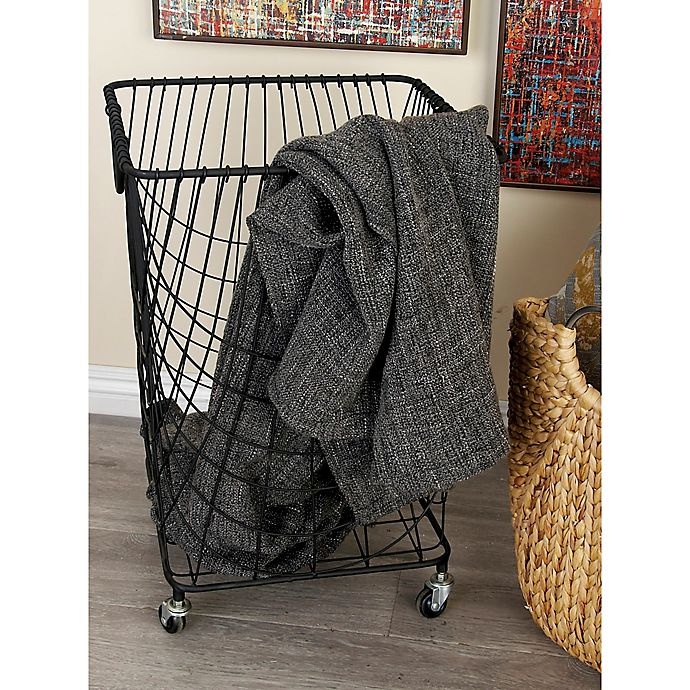 slide 4 of 4, Ridge Road Decor Square Iron Wire Rolling Basket - Black, 1 ct