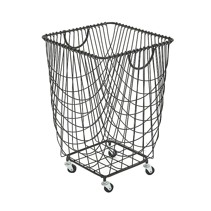 slide 1 of 4, Ridge Road Decor Square Iron Wire Rolling Basket - Black, 1 ct