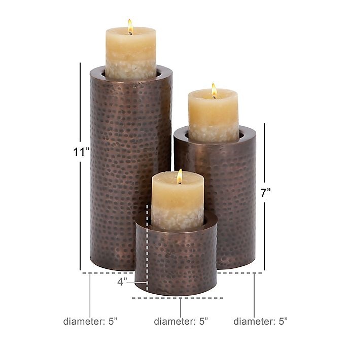 slide 6 of 7, Ridge Road Decor Hammered Iron Candle Holder Set - Bronze, 3 ct