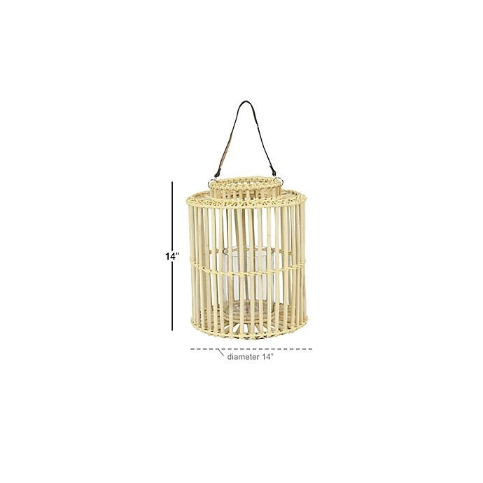 slide 2 of 4, Ridge Road Decor Cylindrical Rattan Birdcage Lantern - Natural, 1 ct