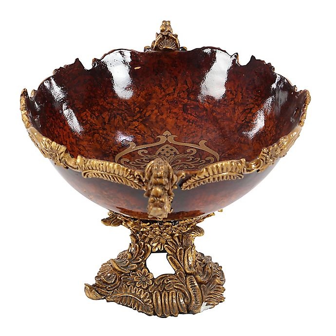 slide 4 of 7, Ridge Road Decor Acanthus Leaf Pedestal Bowl - Gold, 1 ct