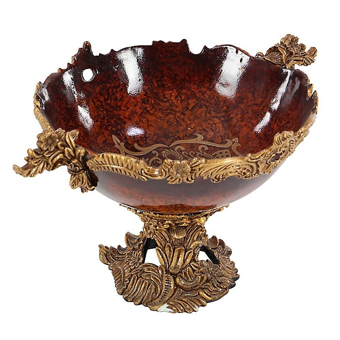 slide 5 of 7, Ridge Road Decor Acanthus Leaf Pedestal Bowl - Gold, 1 ct