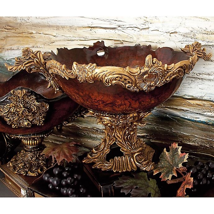 slide 6 of 7, Ridge Road Decor Acanthus Leaf Pedestal Bowl - Gold, 1 ct