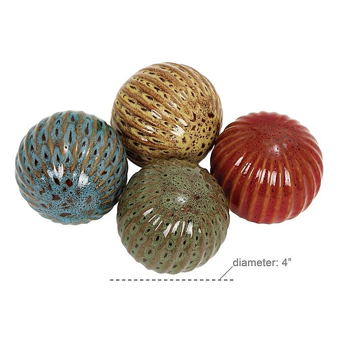 slide 2 of 5, Ridge Road Decor Fluted Ceramic Ball Sculptures, 4 ct