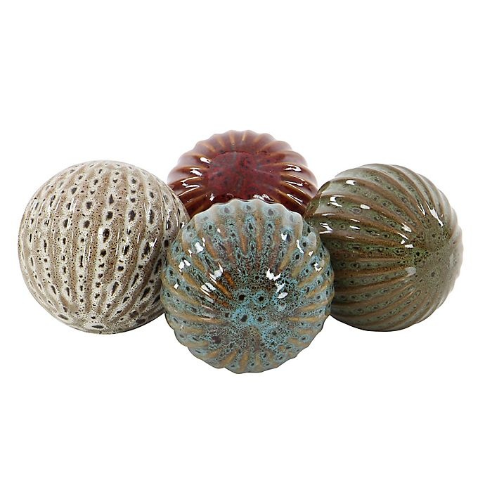 slide 3 of 5, Ridge Road Decor Fluted Ceramic Ball Sculptures, 4 ct