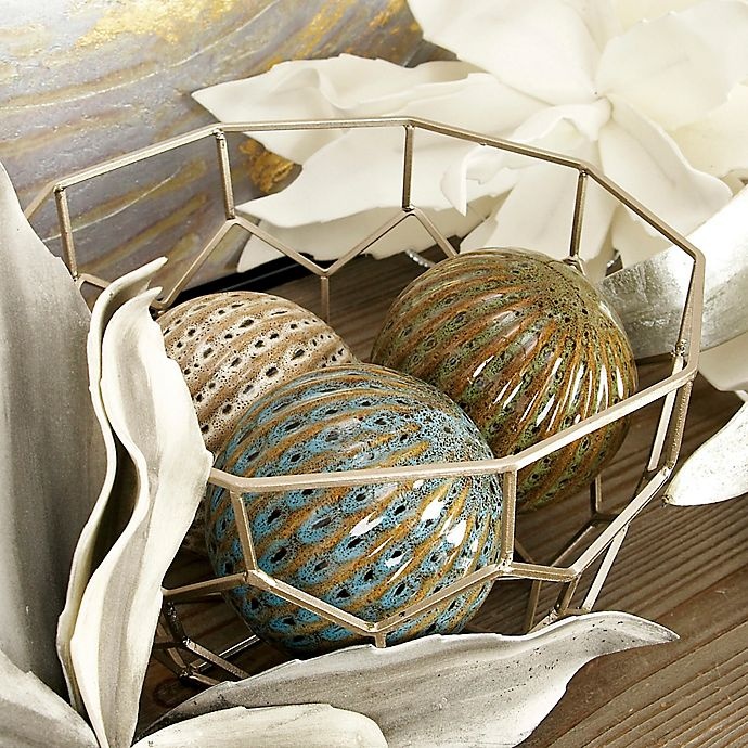 slide 5 of 5, Ridge Road Decor Fluted Ceramic Ball Sculptures, 4 ct