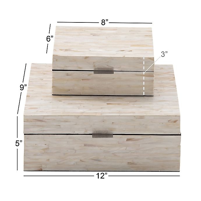 slide 3 of 5, Ridge Road Decor Linear Shell Inlay Box Set, 2 ct