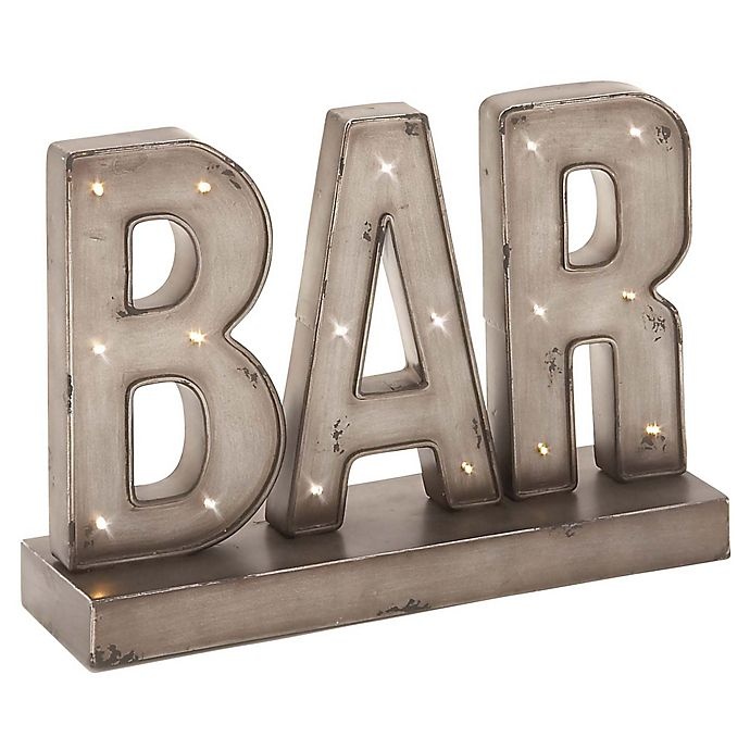 slide 2 of 4, Ridge Road Decor Bar Metal LED Standing Sign - Gray, 1 ct