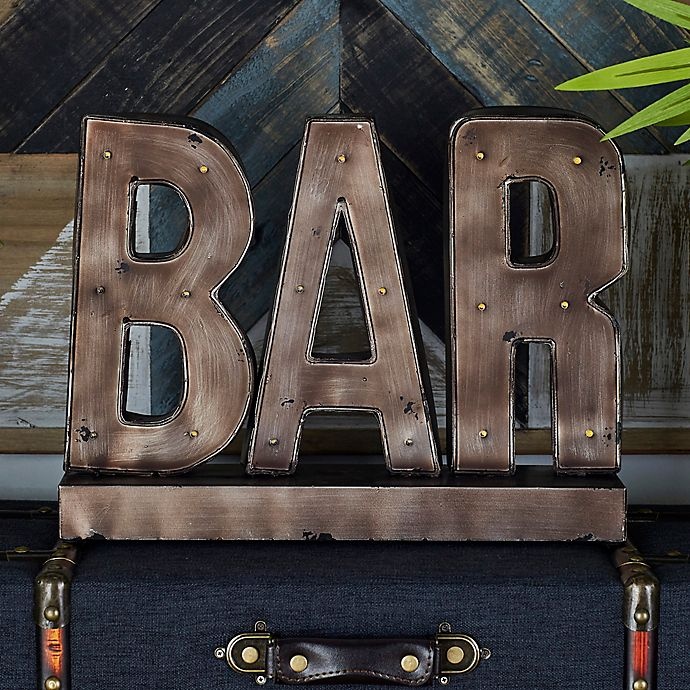 slide 3 of 4, Ridge Road Decor Bar Metal LED Standing Sign - Gray, 1 ct