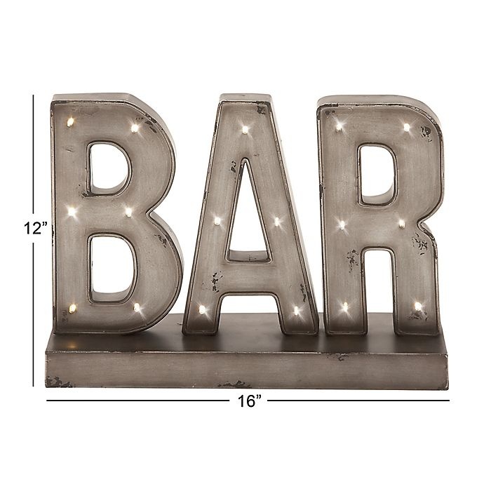 slide 4 of 4, Ridge Road Decor Bar Metal LED Standing Sign - Gray, 1 ct