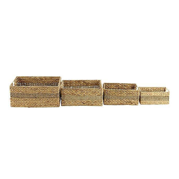 slide 4 of 10, Ridge Road Decor Braided/Woven Seagrass Basket Set, 4 ct