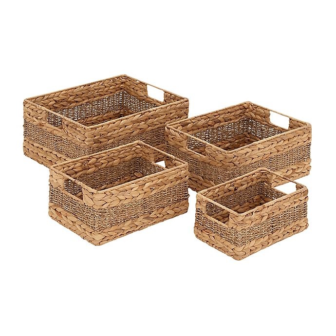 slide 1 of 10, Ridge Road Decor Braided/Woven Seagrass Basket Set, 4 ct