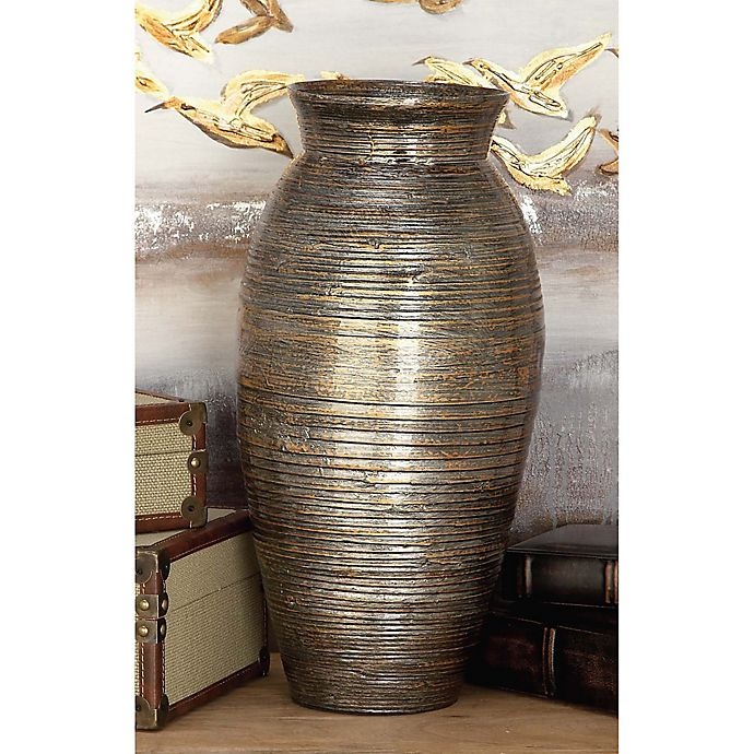 slide 2 of 5, Ridge Road Decor Bamboo Wood Urn Vase - Mocha, 1 ct