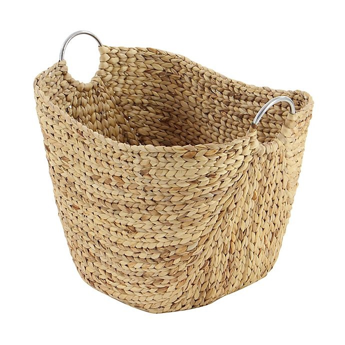 slide 2 of 6, Ridge Road Decor Oval Seagrass Basket with Metal Handles, 1 ct