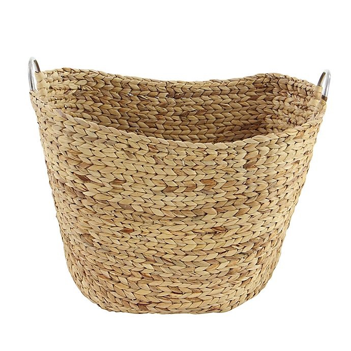 slide 4 of 6, Ridge Road Decor Oval Seagrass Basket with Metal Handles, 1 ct