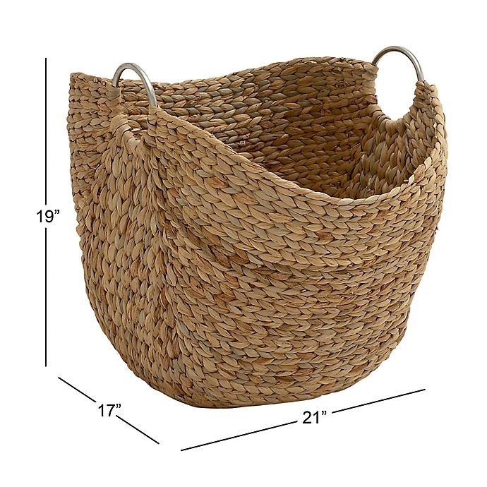 slide 5 of 6, Ridge Road Decor Oval Seagrass Basket with Metal Handles, 1 ct