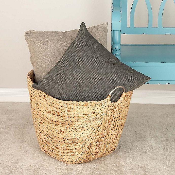 slide 6 of 6, Ridge Road Decor Oval Seagrass Basket with Metal Handles, 1 ct